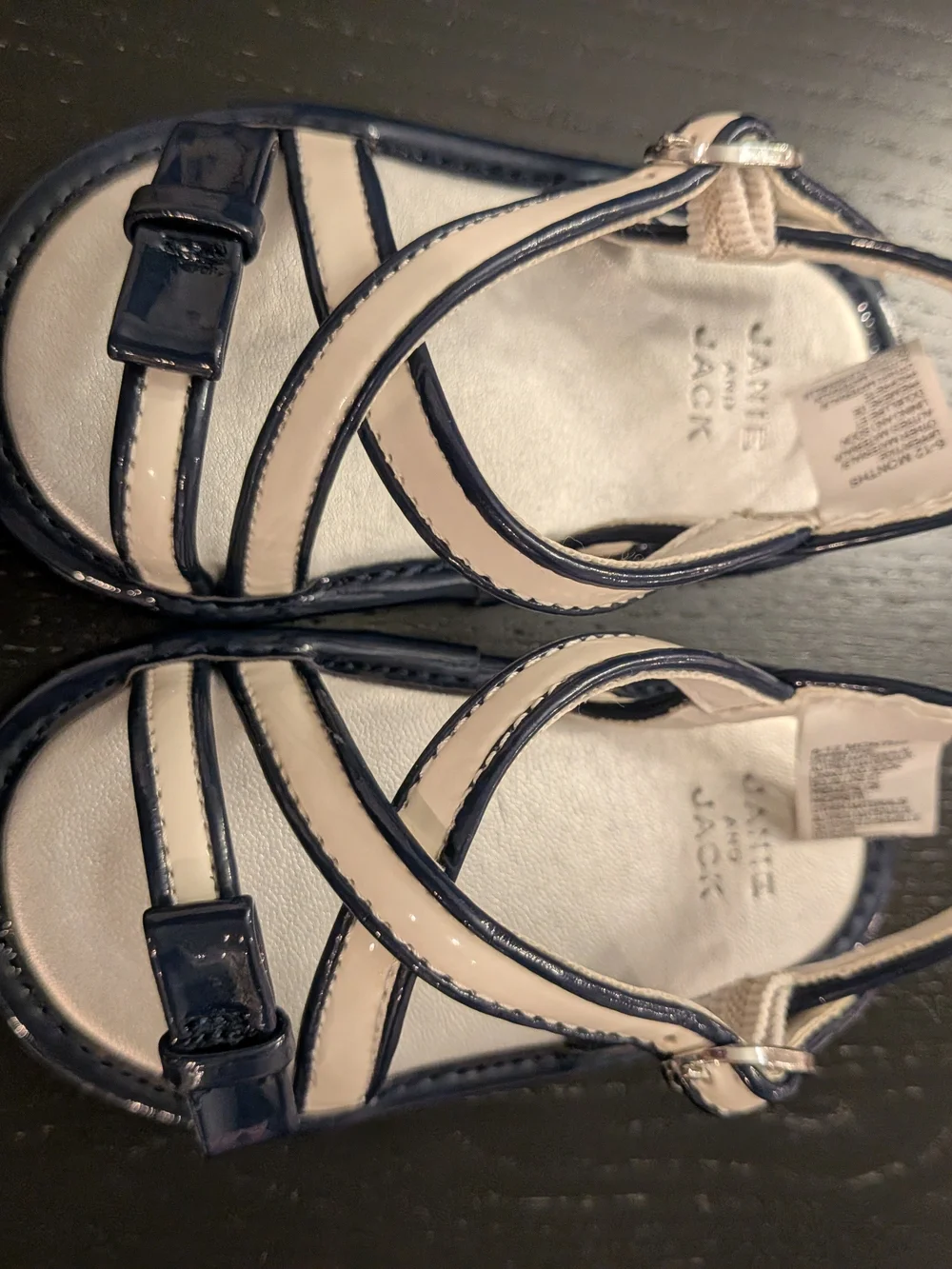 Janie and Jack Kids Navy and White Patent Sandals